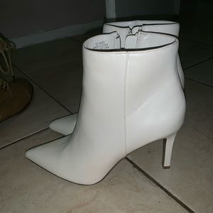 White pointed booties